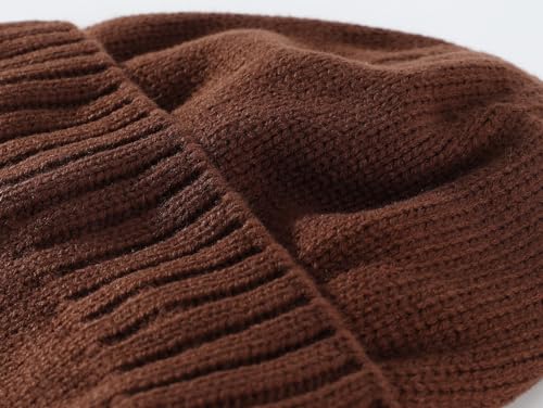 Home Prefer Mens Winter Hat Knit Earflap Hat Stocking Caps with Ears Beanie Hat - color: Walnut