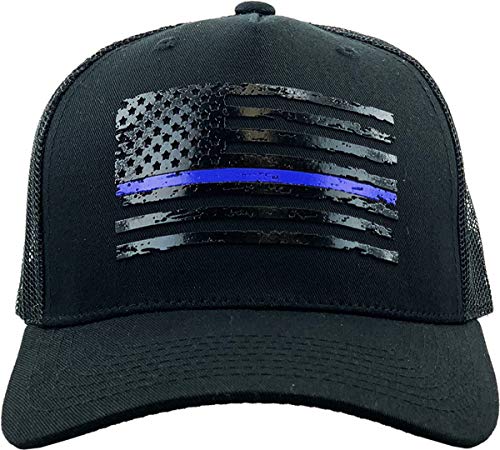 KBETHOS Flag USA America Military Thin Blue Line Thin Red Line Vintage Distressed Baseball Cap Dad Hat Unisex Adjustable… - color: Black Blue Tactical Usa Flag