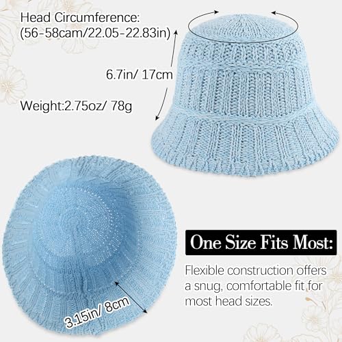 Breathable Cotton Bucket Hat Lightweight Packable Cloche Hat Sun Beach Cap - color: Blue