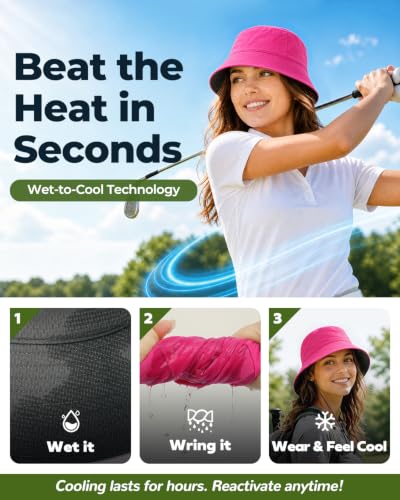 Cooling Bucket Hat for Women Men,Lightweight Wide Brim Sun Hat for Beach,Golf, Fishing,Moisture-Wicking&Foldable - color: Rose