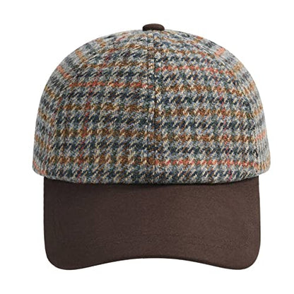 BOTVELA Men Wool Adjustable Tweed Baseball Cap - color: P Houndstooth 2