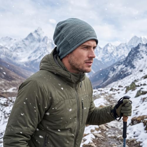 Lvaiz Winter Fleece Lined Beanie Hat for Men Women Reversible Skull Cap - color: Mixed Black