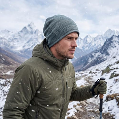 Lvaiz Winter Fleece Lined Beanie Hat for Men Women Reversible Skull Cap - color: Mixed Black