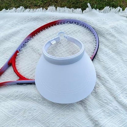 2 Pack Sun Visors Women Wide Brim Clip on Summer Hats Adjustable UV Protection - color: White,pink