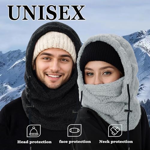 Winter Ski Mask Balaclava, Windproof Face Mask Warm Neck Cover - color: Black