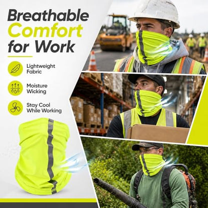 SATINIOR 4 Pcs Neck Gaiter Face Mask for Men, High Vis - color: Yellow