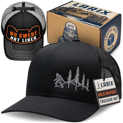 LARIX Trucker Hat Men - Snapback Cap with Breatheable Mesh Back, Hats for men, Mens Hat, Mens Trucker Hats - color: Black (Wb)