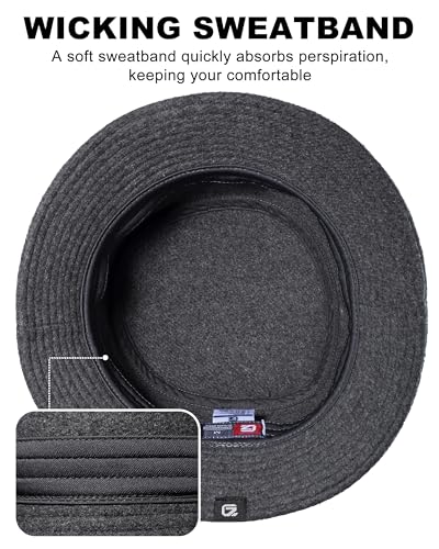GADIEMKENSD Winter Bucket Hat - Premium Wool, Packable, Plain Colors, Unisex Warm Hat - color: Dark Gray 2.0, size: Medium