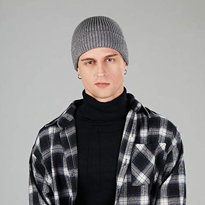 ROYBENS Wool Fisherman Beanies for Men Knit Short Watch Cap Winter Warm Hat - color: 4pcs-black, Yellow, Army Green, Gray