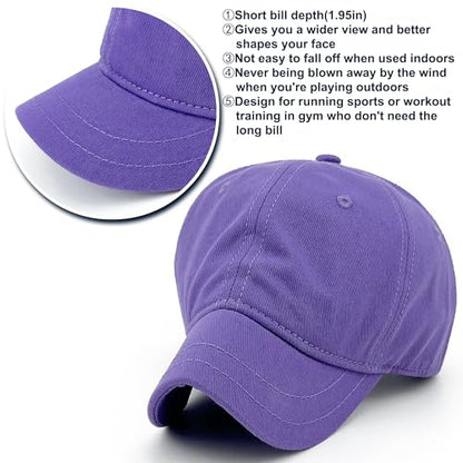Loneshark Short Brim Baseball Cap for Running Small Bill Umpire Hat - color: Purple