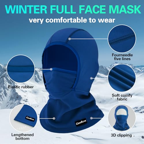 GoxRunx Kids Balaclava Ski Mask,Fleece Face Mask Neck Warmer for Boys Girls,Windproof Face Cover for Cold Weather - color: Royal Blue