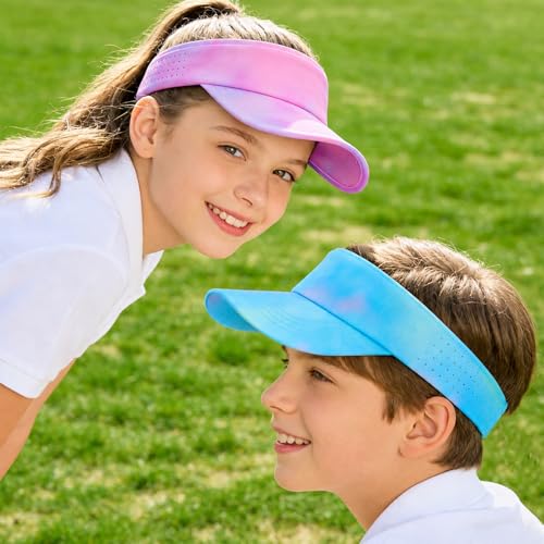 Kids Sun Visor Hats for Girls Boys Reflective Sports Hats Summer Beach Running Tennis Golf Caps Age 8-14 - color: No Reflective Strip-gradient Blue/Green