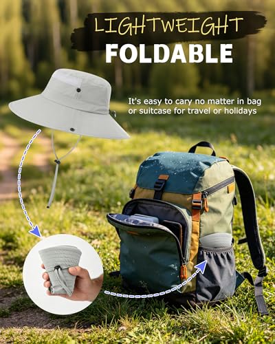3 Pack Mens Boonie Sun Hat UV Protection Outdoor Bucket Fishing Hat for Hiking Safari & Gardening - color: 3 Pack-light Grey