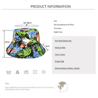 Bucket Hat Cotton Double-Side-Wear Reversible Sun Hat for Women Men, Summer Vacation Travel Beach Packable Fisherman Hat - color: Black Flamingo