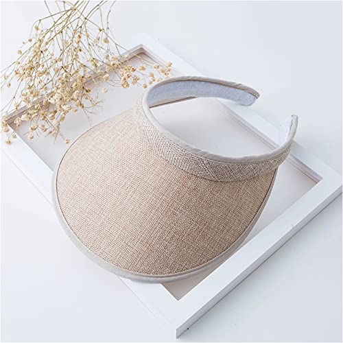 Cloth Covered Slip-On Visor for Women, Adjustable Cap Sports Sun Visors for Men - color: Beige