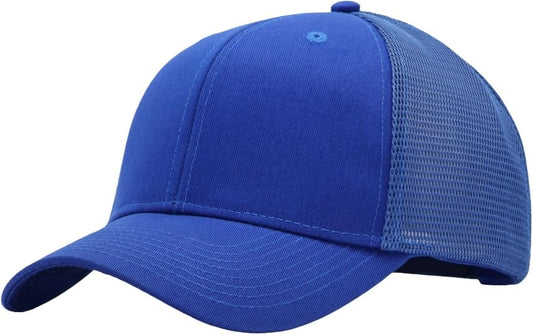 Mens Mesh Snapback Trucker Hat Baseball Cap, Fits OSFM&XXL Head - color: Royal Blue, size: Medium-Large