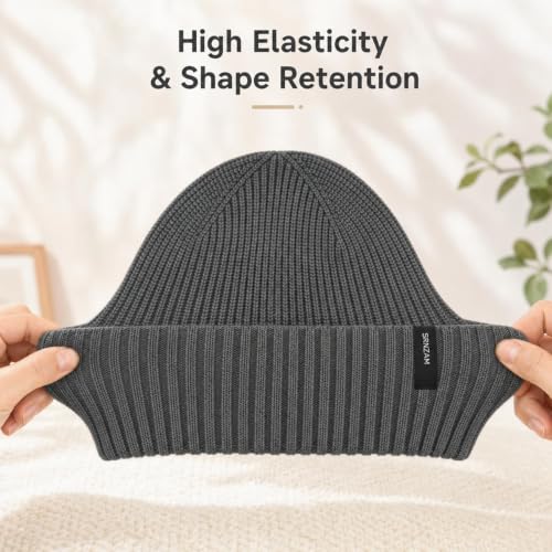 Beanie for Men Women Winter Ribbed Knit Hat Warm Cuffed Skull Cap - color: Charcoalgrey