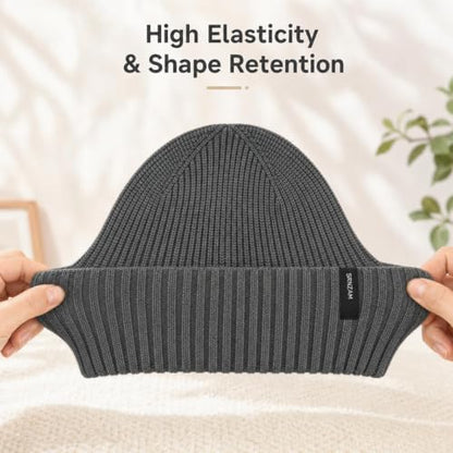 Beanie for Men Women Winter Ribbed Knit Hat Warm Cuffed Skull Cap - color: Charcoalgrey