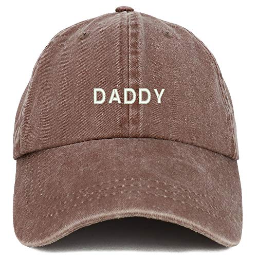 Trendy Apparel Shop Daddy Embroidered Low Profile Washed Cotton Cap - color: Chocolate