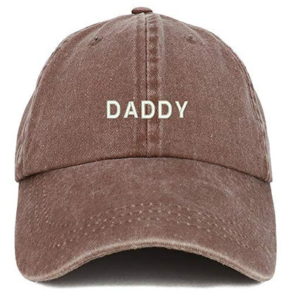 Trendy Apparel Shop Daddy Embroidered Low Profile Washed Cotton Cap - color: Chocolate