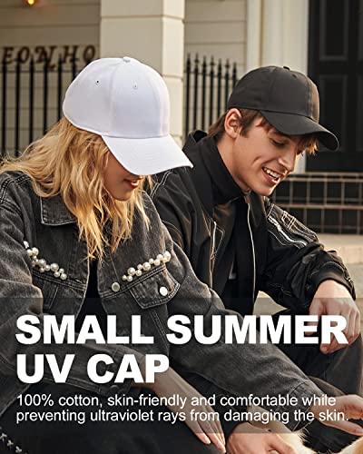 Zylioo Small Baseball Cap for Men Women, Adjustable Unstructured Dad Hat - color: Black-fits 21.7"-22.4"/55cm-57cm