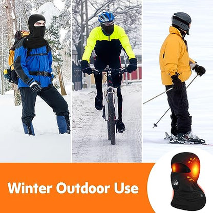 day wolf Heated Ski Mask Balaclava for Winter,Smart Heat Machine Washable Heated Warm Face Mask for Cold Weather - size: Medium