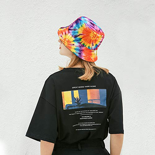 Unisex Bucket Hat Beach Sun Hat Aesthetic Fishing Hat for Men Women Teens, Reversible Double-Side-Wear - color: Colourful Tie-dye 3