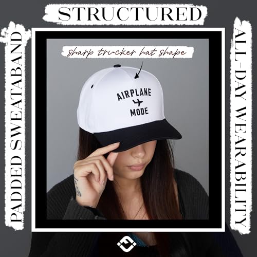 Funky Junque Adult Trucker Snapback Hat 2-Tone Baseball Cap - color: Airplane Mode - White/Black