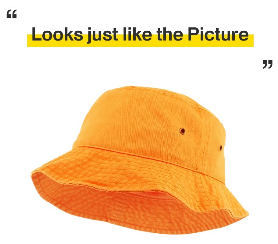 KBETHOS® 100% Cotton Washed Bucket Hat - color: Orange, size: Small-Medium