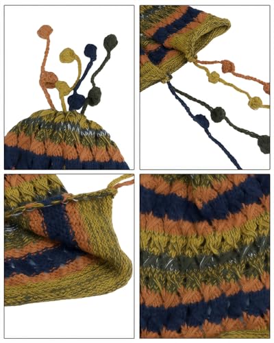 MINGSEECESS Women Girls Knitted Beanie Hat Crochet Braided Knit Warmer Cap Skiing Snowboarding Ear Flap Hats - color: Yellow-orange