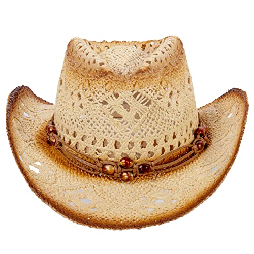 Simplicity New Western Style Classic Cowboy Straw Hat - color: Brown