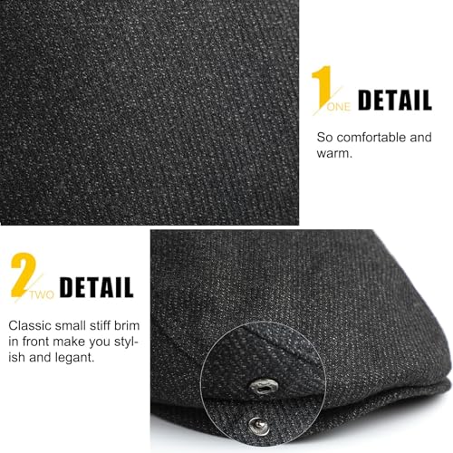 Sumolux Mens Newsboy Hat Flat Cap Gatsby Lvy Irish Hats Driving Cabbie - color: B Dark Grey