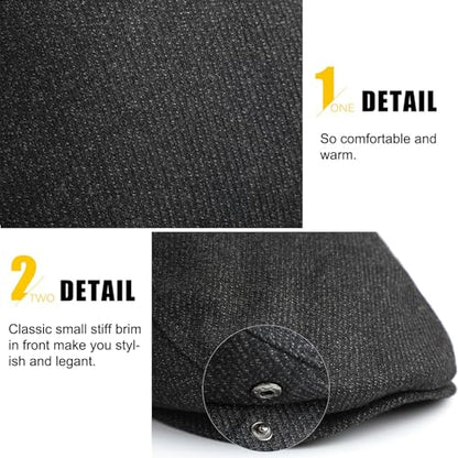 Sumolux Mens Newsboy Hat Flat Cap Gatsby Lvy Irish Hats Driving Cabbie - color: B Dark Grey