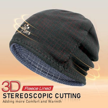 Lvaiz Winter Beanie for Men Women Warm Fleece Lined Reversible Skull Cap - color: Blue Grey+grey