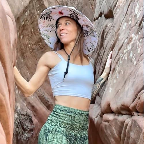 Women's Wide Brim Straw Sun Hat for Beach, Lifeguard Style, Hand-Woven Rush & Mat, Adjustable Chin Drawstring - color: The Layla