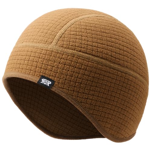 SUNMECI Winter Grid Fleece Skull Cap Thermal Helmet Liner for Men Women - color: Brown