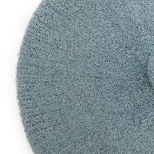 ZLYC Women French Beret Hat Winter Knitted Stretchable Beret Artist Cap - color: Plain Blue