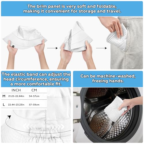 Sukeen Lightweight Bucket Hat for Women Quick-Dry Hiking Hat Packable Foldable UV Sun Hat for Outdoor Activities - color: White, size: One Size-Large
