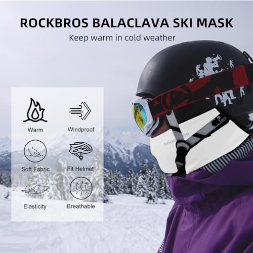 ROCKBROS Windproof Thermal Balaclava Ski Mask for Men and Women Cycling - color: White