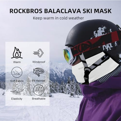 ROCKBROS Windproof Thermal Balaclava Ski Mask for Men and Women Cycling - color: White