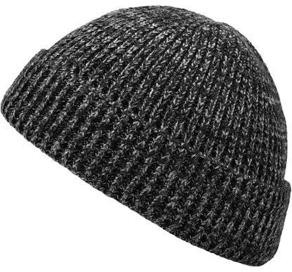 Wool Fisherman Beanies for Men Knit Fall Winter Beanie Hat Skull Cap - color: Flowers Black