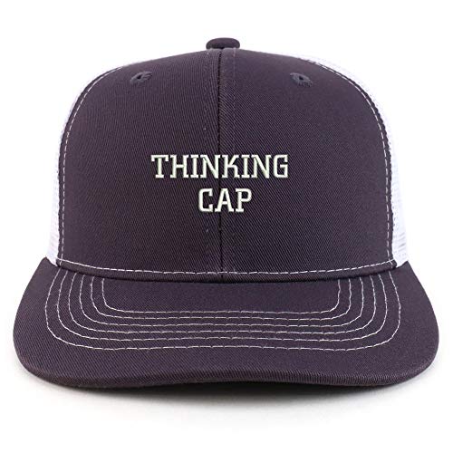 Trendy Apparel Shop Thinking Cap Washed Two Tone Trucker Baseball Cap - color: Charcoal White