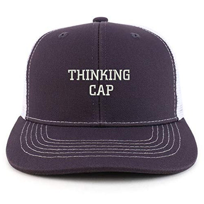 Trendy Apparel Shop Thinking Cap Washed Two Tone Trucker Baseball Cap - color: Charcoal White