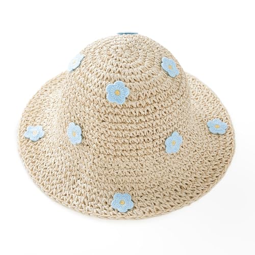 pureborn Baby Toddler Girls Straw Sun Hat Summer Beach Hat - color: Beige Daisy, size: 6-24 Months