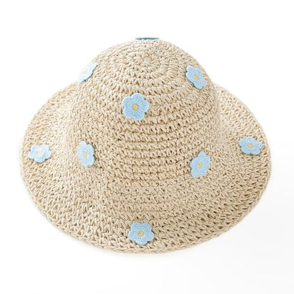 pureborn Baby Toddler Girls Straw Sun Hat Summer Beach Hat - color: Beige Daisy, size: 2-5T