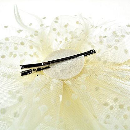 AQOKKA Women Fascinators Hats Flower Fascinators with Headband and Clip Tea Party Headwear for Women and Girls - color: 1 Pc 7" Diameter / Beige a