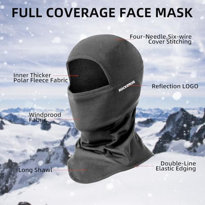 ROCKBROS Ski Mask Balaclava Cold Weather Scarf Thermal Winter Neck - color: Grey
