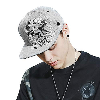 RIOREX Hip hop caps Fashion Animal Embroidery Baseball Cap for Men Adjustable Leather Belt Strapback Baseball Cap - color: Gray(l)