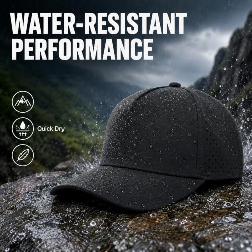 Quick Dry Baseball Cap Waterproof Snapback Trucker Golf Hat for Men Women - color: Black + White