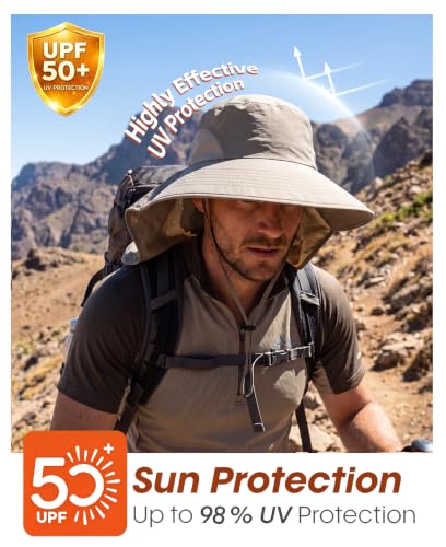 Home Prefer Outdoor UPF50+ Sun Hat Wide Brim Mesh Fishing Hat with Neck Flap - color: Pea Green